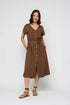 Melanie-Button Front Midi Dress